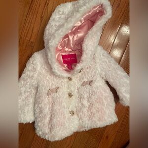 London Fog white faux fur coat size 12 months
